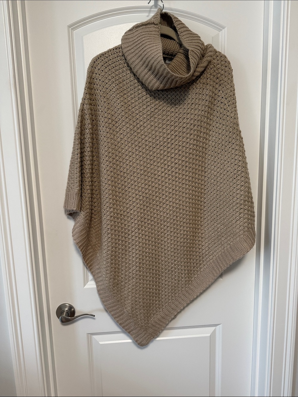Calvin Klein Taupe Knit Cowl Neck Poncho